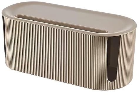 DAWRIS - Scatola Organizer per Cavi, con Coperchio, per la Gestione dei Cavi, in Plastica ABS, Multifunzione, Protezione da Sovratensione, Marrone, 31 cm