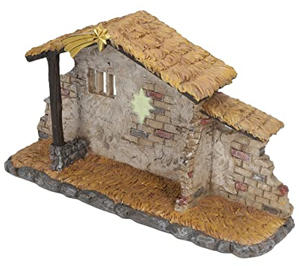 Nachukan Statue del Presepe, Capannone per Stalla Natalizio Finemente Dettagliato - Decorazioni Natalizie Vivaci, Regali da Tavolo in Resina per La Stagione Natalizia