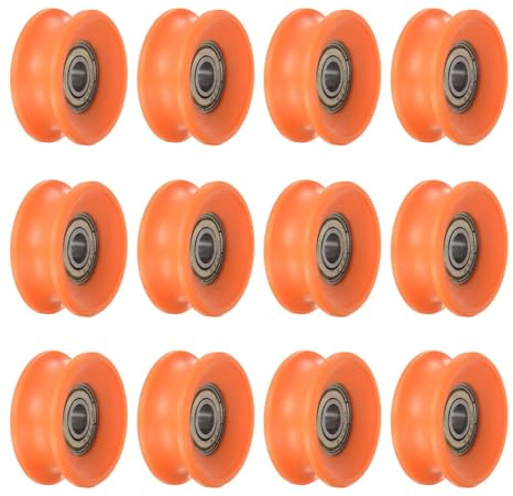 QUARKZMAN 12 Stück U-Typ Nut Riemenscheibe Nylon Führungsrollenlager 6x30x13mm U-Nut Rollenrad für Tür und Fenster, Orange