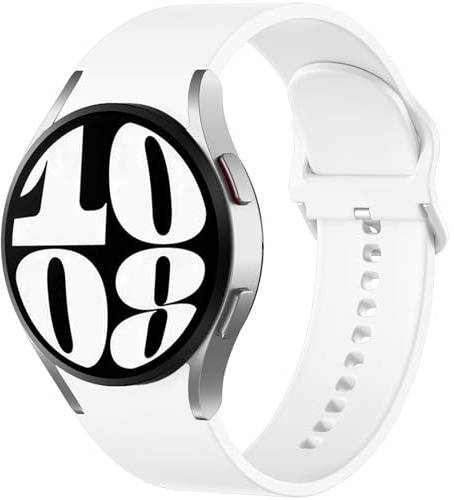 Mastten Klockarmband kompatibelt med Samsung Galaxy Watch 7/6/5/4 FE 40 mm 44 mm, mjukt silikon ersättningsarmband för Galaxy Watch 6 Classic 4 Classic 5 Pro sportband män kvinnor, vitt