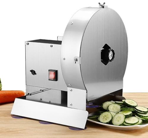 guoyjmm Elektrischer Gemüse- und Obstschneider,kommerzieller Obstschneider aus Edelstahl,0–12 mm, verstellbar, für Zitrone, Kartoffeln, Zwiebeln, Knoblauch usw