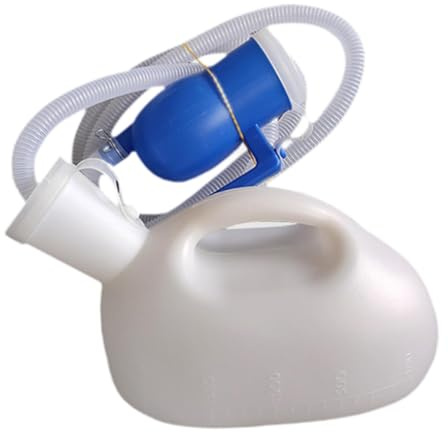 Generic Orinatoio maschile Bottiglia da uomo Vasino da campeggio Toilette con coperchio Maniglia 59,06 Tubo lungo portatile per campeggio Viaggi Auto Bambini, Bianco