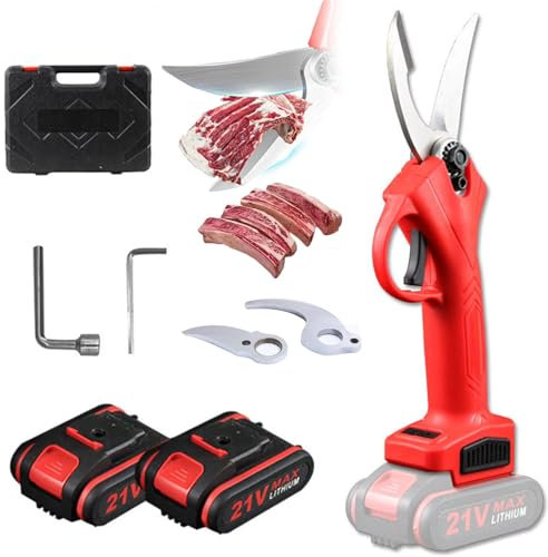 Tijeras de Cocina Eléctricas Recargables con Cuchilla de Repuesto, 2 Baterías de 21 V, Tijeras de Cocina Eléctricas, para Cortar Huesos, Pollo, Pescado, Mariscos y Verduras