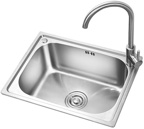Lavabo cucina Piccolo Montaggio Incasso o Superiore Lavello in acciaio inox spazzolato Lavello semplice for lavandini di lavanderia,bagno,cucina e caravan