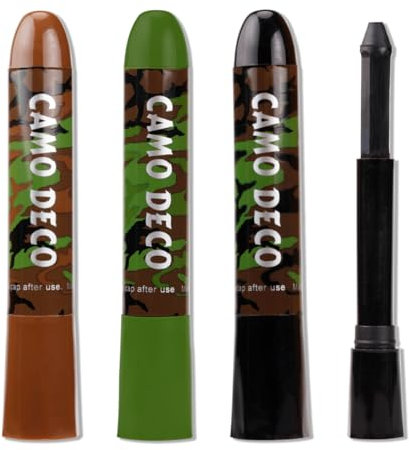 Katiluxiya 3 Color Camo Face Paint, 3 Colors Eye Black Camo Face Pain, Camouflage Hunting Face Paint Body Paint for Skin Hunting Face Mask Stick for Hunting (Brown, Black, Green) (3Pcs)