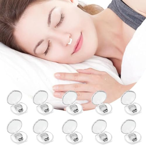 10 Stück Schnarchstopper,Schnarchstopper Anti Schnarch,Wiederverwendbares Schnarchen Stopper,Silikon-Magnet-Nasenklammer Schnarchen,für Entspannte Nächte,Besseren Atmen und Schlaf