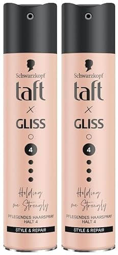 Taft x Gliss Holding me Strongly Haarspray Haltegrad 4 (2x 250 ml), Styling Spray gibt starken Halt für alle Haartypen, Haarspray ohne Silikone mit Arganöl und Provitamin B5