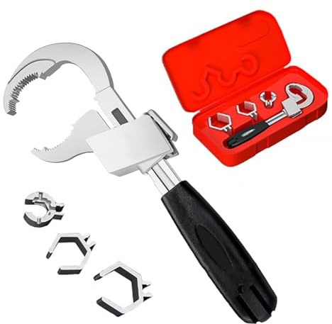 Wjelet Universal Verstellbarer Doppelendschlüssel, Multifunktionaler Wasserhahnschlüssel Rohrzangen-Set, verstellbarer Schraubenschlüssel mit Doppelkopf für Ventile, Armaturen, Rohre, Duschköpfe