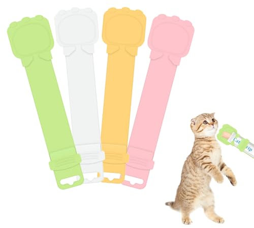 WOLMIK Cat Feed Spoon - 4 PCS Cats Strip Happy Spoons, Cat Treat Squeeze Spoons Dispenser, Multi-Functional Liquid Snack Feeders, Pet Feeding Spoon for Cats, Pet Food Feeder for Wet Food & Puree