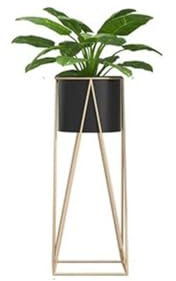 RUNZE765Z Maceta Interior Estante de Hierro for Flores, Soporte for Plantas, Sala de Estar, Interior, balcón, Suelo de pie, Maceta Verde Jardineras Exterior(Negro,Grande)