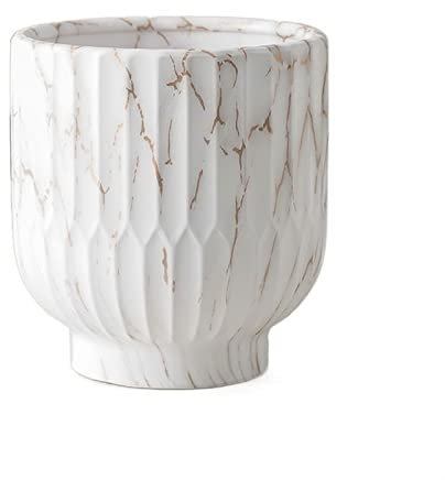 JDSHFEN Pot de Fleurs en céramique de Haute qualité jardinière Ronde Minimaliste Moderne Pots de Fleurs de Style européen avec Trous de Drainage Plantes d'intérieur，DS