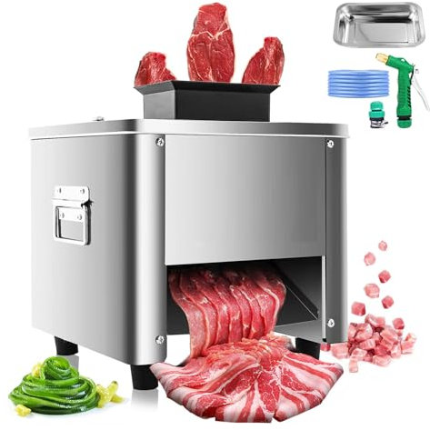 Tagliacarne Commerciale 850W Con Lama In Acciaio Inossidabile, Macchina Per Tagliare A Dadini Per Affettare Carne Da 330LB/H, Affettatrice Elettrica Per Maiale Disossato/Pollo/Pesce,10mm
