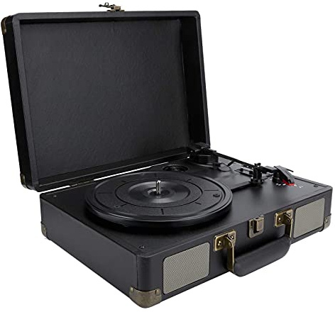 JFNHUTL Giradischi in Vinile, Giradischi Portatile Vintage con Bluetooth, 33/45/78 Giri/min, 100/u2011, Supporto per Dischi in Vinile da 7/10/12 Pollici