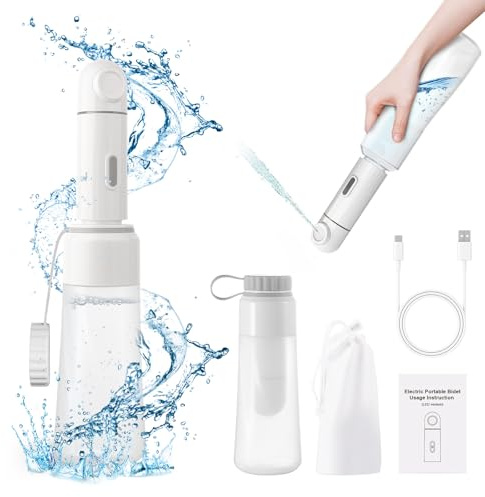 Tragbares elektrisches Reise-Bidet, 450 ml, elektrisches Sprühgerät, Bidet mit integriertem Körper für einfache Lagerung, zwei Druckmodi für die persönliche Hygiene-Reinigung für Frauen und Männer