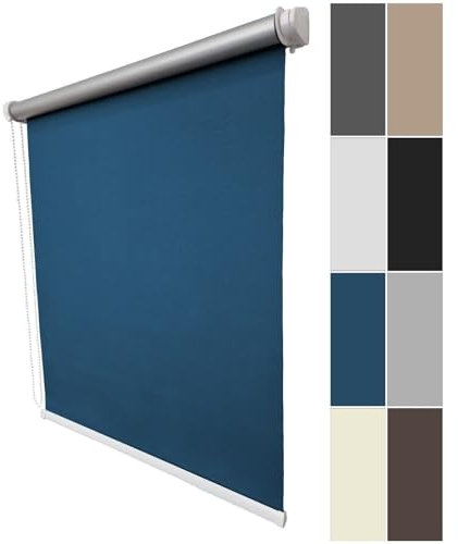 Verdunklungsrollo Thermo Rollo Fensterrollo lichtundurchlässig B60 x H180 cm Stoff Dunkelgrau, Verdunkelungsrollo Thermorollo Seitenzugrollo Kettenzugrollo Sonnenschutzrollo mit Bohren für Fenster