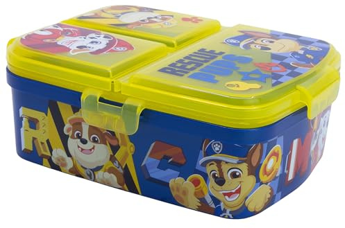 STOR Barnlåda Paw Patrol 4 Fack 1944ml - XL Matlåda BPA-fri för Barn - Skol Bento Box i Plast med Säker Stängning