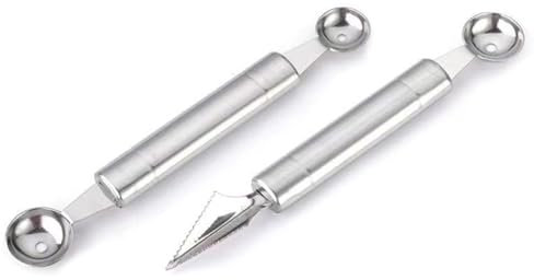 2 pcs Fruit Carving Tool Fruit Peeler Melon Scoop, Fruit Carving Knife, Fruit Peeler Seed Remover, Stainless Steel Multifunction Kitchen Tools for DIY Fruit Salads Vegetable Ice Cream, Cookie Dough