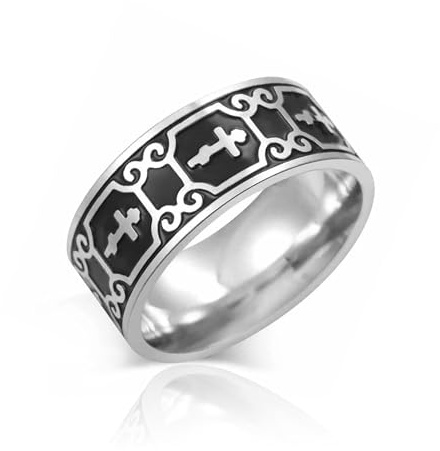 SIPURIS Bague croix orthodoxe russe pour homme Jésus Christ amulette en acier inoxydable bijoux religieux chrétiens, 11