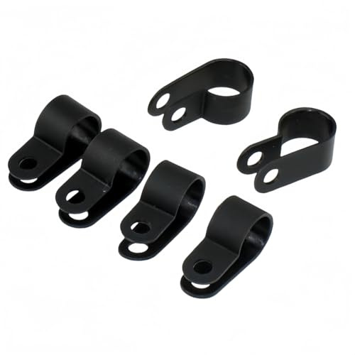 ANSIEDIO 9.5mm Fermacavo Tipo R, Fermacavi in Nylon, Graffette Clip per Cavi, Fermacavi Muro per Cavi Elettrici, Nero CC-2 (60Pcs)