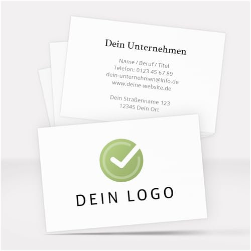 100 Visitenkarten personalisiert Beidseitig bedruckt mit Logo Text QR-Code Foto | Individuell gestalten drucken lassen Premium Blanko Weiss Adresse Firma Business Cards