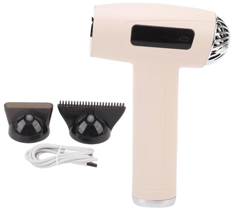 Gonetre Haartrockner mit Düse, 200 W, Tragbarer Kabelloser Föhn mit Akku, USB-aufladbarer, Leichter Tragbarer Heiß-/Kaltluft-Haarföhn für Reisen, Zuhause, Wohnheime (Beige)
