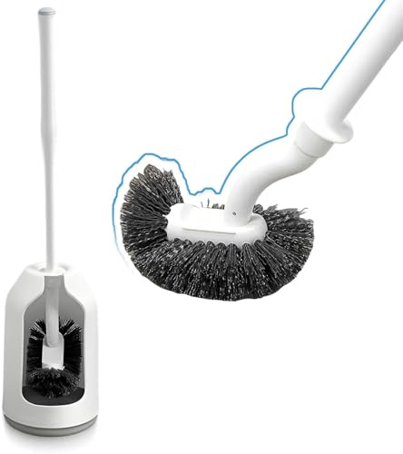 Muorruo Juego de portacepillos de Inodoro, diseño Curvado con Soporte para una Limpieza Completa bajo el Borde, Cepillo Escondido Compacto para Espacios pequeños, Accesorio Moderno para baño
