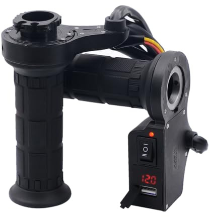 Gogogmee Manopole Riscaldate per con Caricatore USB e Volmetro Impugnature Termiche in Tpu Resistente con Fusibile Riscaldamento Uniforme per Telefoni e GPS