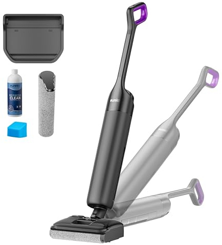 Eureka FloorShine 460 Fregona Eléctrica Aspiradora Fregadora sin Cable Se Acuesta 180°, Secado Automático, Autonomía 30 mins, Limpieza Borde, Grande Depósito Agua, Anti-Enredos para Pelo de Mascotas