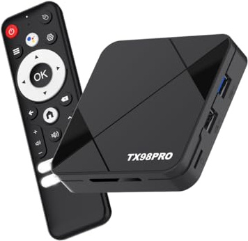 Android 14.0 TV Box, TX98 PRO Smart TV Box Rk3518 Quad-Core 64-Bit Arm Cortex-A53 Supporto 4K 2.4/5.0Ghz WiFi BT4.0 10/100M HDMI 2.0 H.265 Set Top Bo