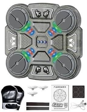 Máquina de Boxeo Musical Recargable - Máquina de Boxeo de Pared Inteligente | USB con 3 Velocidades y Dianas Luminosas LED | Cojín de Golpe Interactivo para Adultos y Entrenamiento