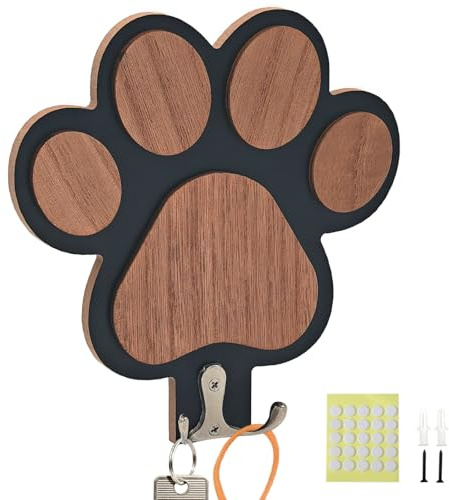Goodangie00 Personalisierter Holz-Hundeleinen-Halter, Wanddekoration, 3D-Hundegeschirr, Wandhalterung, Aufhänger, Organizer, Haken für rustikale Heimdekoration, Leinen, Schlüssel, Halsbänder, Flur