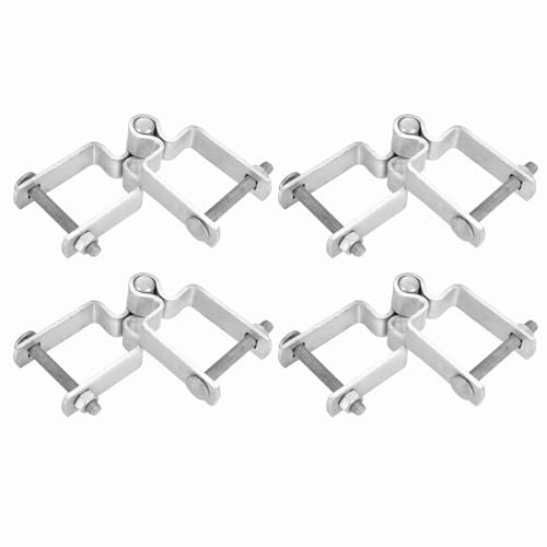 sourcing map 4 Pack Chain Link Fence Gate Post Hinge, 2 x 2 Galvanized Steel Chain Link Fence Post Hinges Heavy Duty Gate Frame Hinge with Bolts and Nuts for Outside Square Pipe