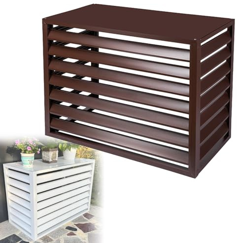 Stilvolle, wetterbeständige Outdoor-Aluminium-Abdeckung und Wärmepumpenschild, Größe 3P 4S, brauner Sichtschutzzaun für Klimaanlage, langlebiger Schutz und elegantes Design