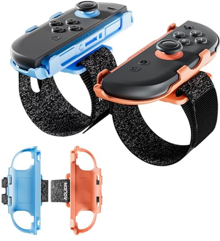 Nretluo Switch Wrist Strap, 2 Pack Adjustable Switch Wrist Straps for Just Dance, Sweat-Resistant Fitness – Skin-Friendly Switchs 2 Joyon Straps(Orange & Blue)