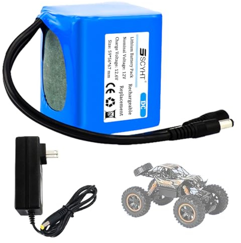 SSCYHT Batterie de Remplacement 12 V 7,5 Ah Batterie au Lithium 7 500 mAh Batteries Rechargeables 12 V Batteries CC pour kit Moteur 90 W Max. avec BMS,12v7500mah with Charger