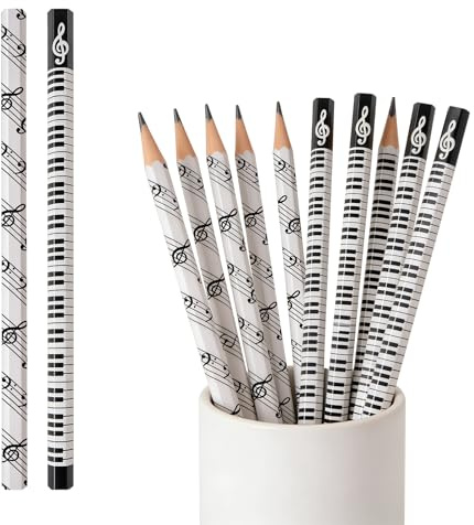 HAICN 12Pcs Music Note Pencils Music Stationery HB Standard Pencils Hexagonal Barrel Wooden Pencils for Smooth Writing and Drawing