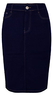 Fraternel Damen Jeans Rock Knielang Bleistift Stretch Blau 42