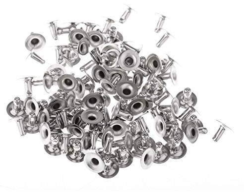 WedDecor Tubular Single Cap Rivets Studs for Leather Craft Repairing Decoration Scrapbooking DIY Project Art & Craft Fastener, Brass, 9mm, Silver, 100pcs