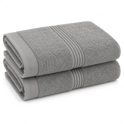 Park de 2 toallas fibra de bambú lavabo 50x100cm 600 gr/m2 (Gris)