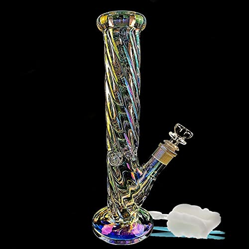 Bong Glas mit Percolator, Glasbong mit Honeycomb Rauchen Eisbong, Glassic Wasser Hooahk Set, Rohre Pipe Wasserpfeife große Hookah mit Raucherbong Schüssel 14,5mm Höhe 30cm 520g Hookah Öl Rig Bongs