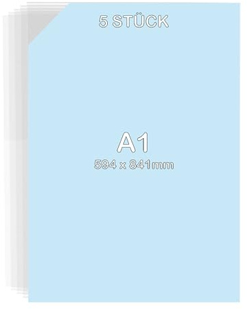 5 Stück DIN A4 DIN A3 DIN A2 DIN A1 DIN A0 Acrylglas Scheiben Platten klar transparent (DIN A1)