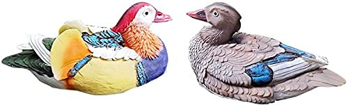 YTOOZ Outdoor-Statue, Gartenskulptur, Simulation, Mandarinenten, Liebesvögel, Figuren, EIN Paar schwimmende Mandarinenten, Outdoor-Statuen, Dekoration, für Garten, Teichdekoration, Geschenk