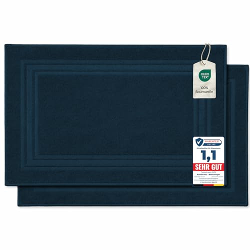 Komfortec 2er Badvorleger aus 100% Baumwolle, 600 GSM Duschvorleger | Waschbar, Badteppich, Saugfähig, Frottee, 50x70 cm, Petrol