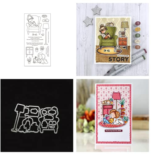 Sredwtk Junge Mädchen Stempel und Stanzen Set, Silikonstempel und Stanzen Set, Stanzschablonen und Stempelset,Clear Stamp und Stanzschablone Für DIY Scrapbooking Fotoalbum Dekor Karten
