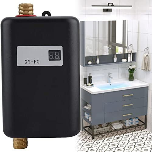 BLANKX Chauffe-Eau instantané110V 220V 3000W 3800W Mini Chauffe-Eau instantané avec afficheur LED pour Salle de Bains Cuisine/Vaisselle/Vaisselle de Table,Black-3800Wto110V
