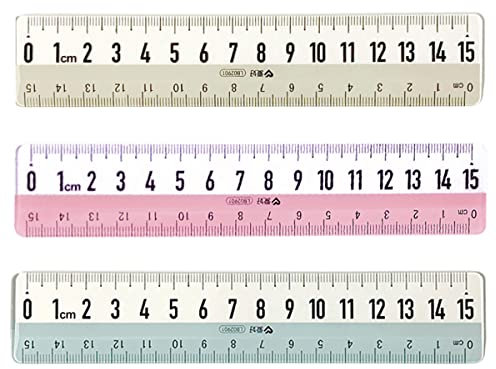 SamHeng 3 Stück Transparent Straight Lineal mit Extra Groß Klare Skala, 6 Zoll Kunststoff Lineale 15cm Bruchfest Zeichnungsvorlage Messgerät für Kinder Briefpapier Schulversorgung (Farbe Zufällig)