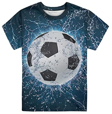 Biyejit Barn T-shirts kortärmad modekläder för pojkar flickor studenter ungdom storlek 3-16 år, Vatten fotboll, 7-8 År