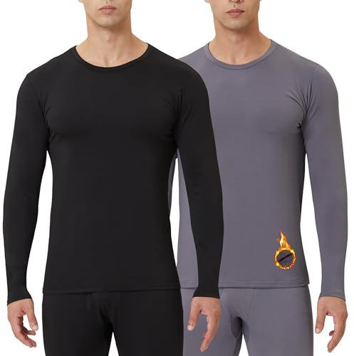 CL convallaria Thermounterwäsche Unterhemd Herren Thermoshirt Langarm Innenfleece Funktionsunterwäsche Thermo Oberteil 2er/3er Pack