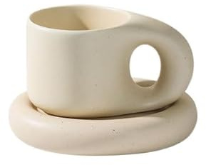 Taza Creativa Hecha a Mano con Mango Grueso de 300ml/320ml, Tazas de café Espresso de cerámica, Vasos para té, Juego de platillos Grandes, Regalos creativos