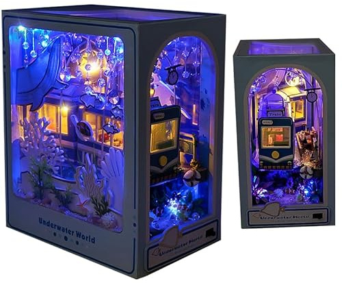 TOPBSFARNY 3D Holz Buchständer Puzzle DIY Puppenhaus Holz Buchstützen Book Nook Modellbausatz für Teenager und Erwachsene zum Bauen Kreativität Geschenk